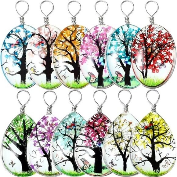 La Sousculture Jewelry - New -  Choice of 1 Dried Pressed Flower Pendant Water Drop Glass Beads Lacework